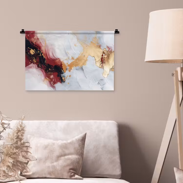 Rood - Abstract - Goud - Modern Wandkleed katoen klein -sfeer4