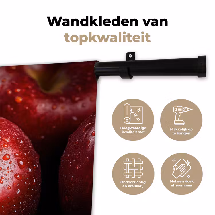 Rood - Appels - Fruit Wandkleed katoen klein -sfeer2