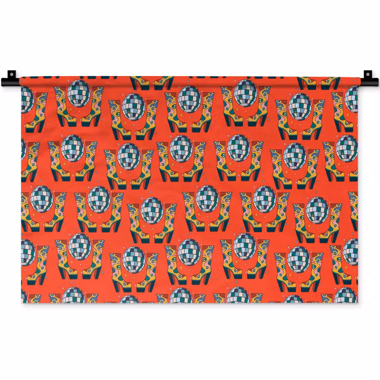 Rood - Disco - Patroon Wandkleed katoen klein 269 -zz3d
