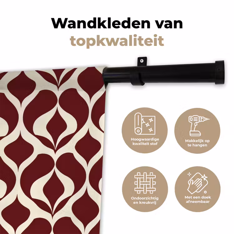 Rood - Druppelpatroon - Grafisch Wandkleed katoen klein 269 -sfeer2