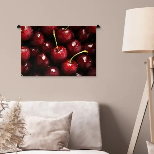 Rood - Fruit - Kersen Wandkleed katoen klein -sfeer4