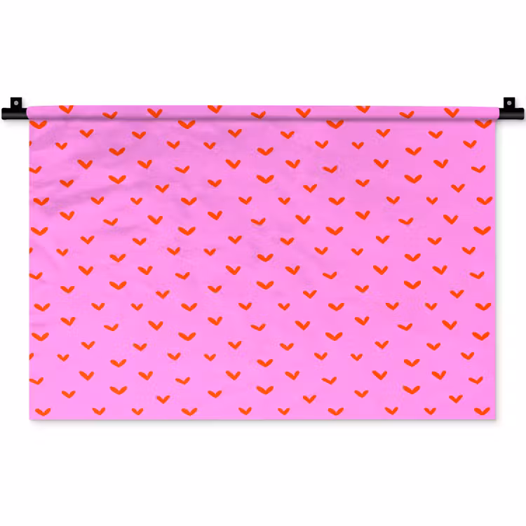 Rood -  Hartjes - Roze - Patroon Wandkleed katoen klein 269 -zz3d