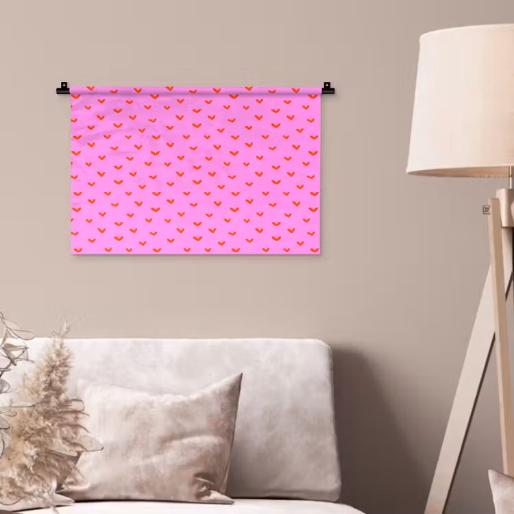 Rood -  Hartjes - Roze - Patroon Wandkleed katoen klein 269 -sfeer4