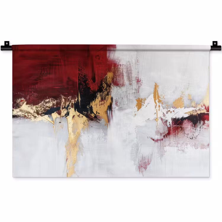Rood - Marmer - Abstract - Goud - Modern Wandkleed katoen klein -zz3d