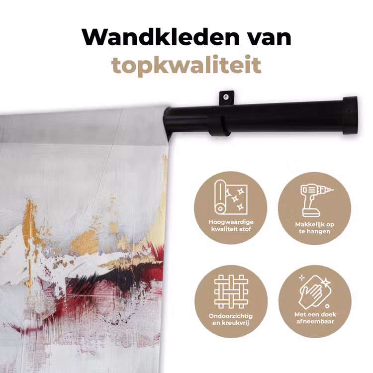 Rood - Marmer - Abstract - Goud - Modern Wandkleed katoen klein -sfeer2