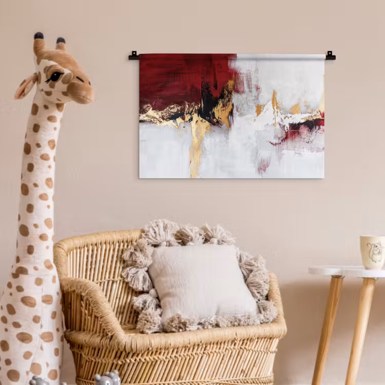 Rood - Marmer - Abstract - Goud - Modern Wandkleed katoen klein -wsfeer5_kind
