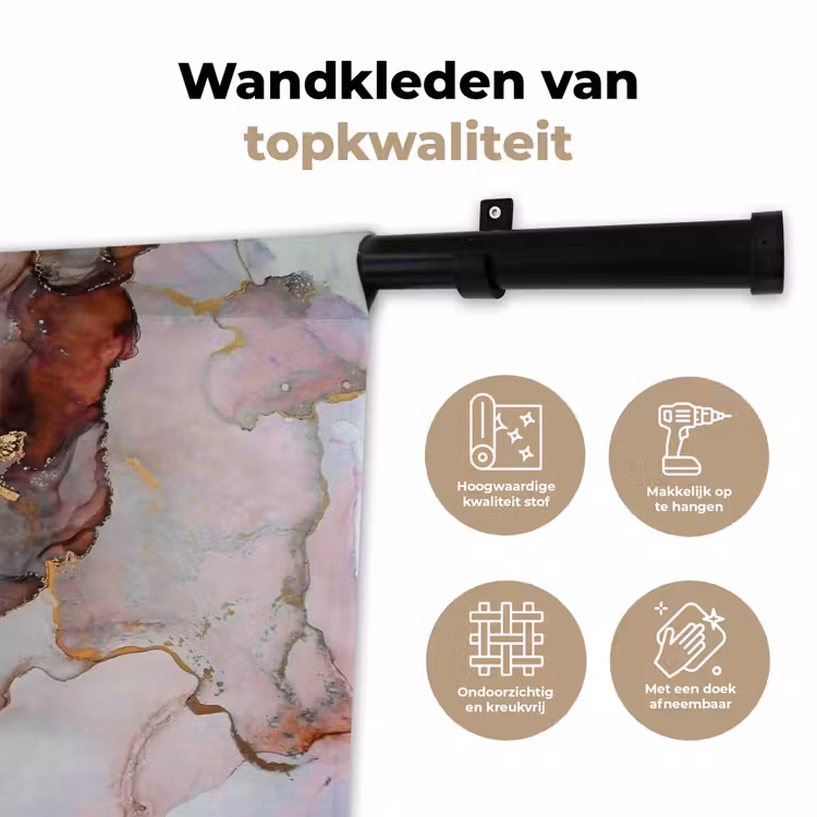Rood - Marmer - Goud Wandkleed katoen klein -sfeer2