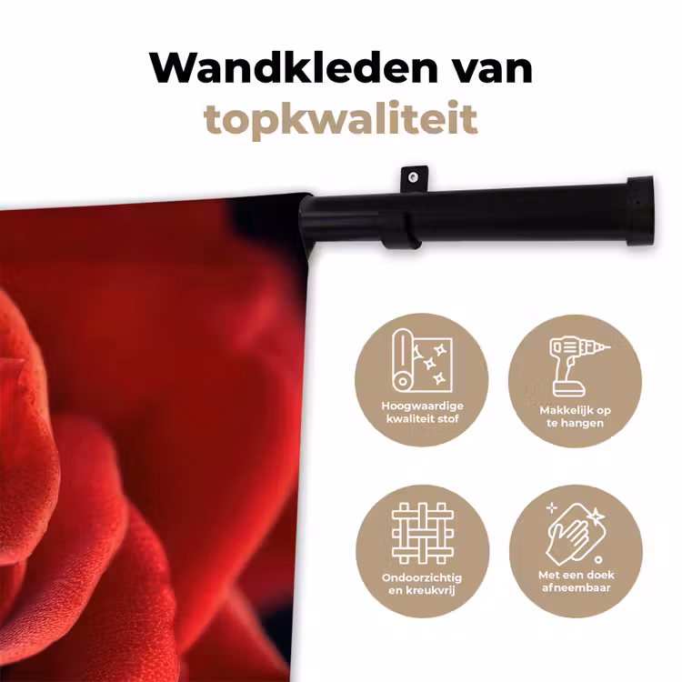 Rood - Roos - Romantisch Wandkleed katoen klein -sfeer2