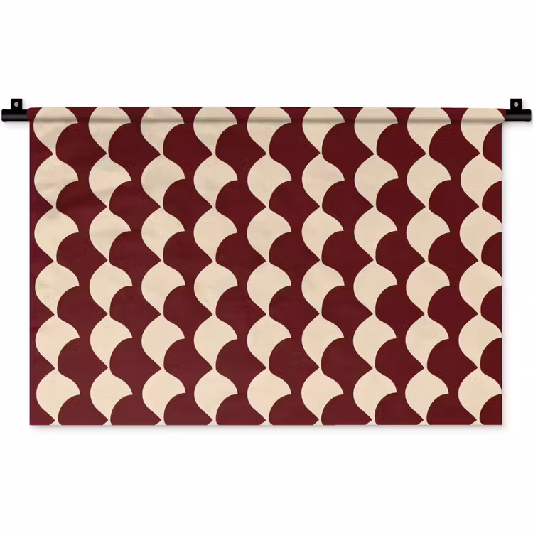 Rood - Tegelpatroon - Crème Wandkleed katoen klein 269 -zz3d