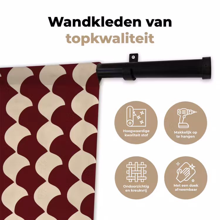 Rood - Tegelpatroon - Crème Wandkleed katoen klein 269 -sfeer2
