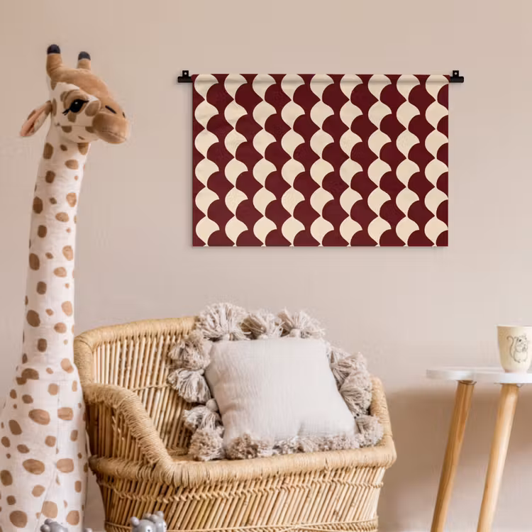 Rood - Tegelpatroon - Crème Wandkleed katoen klein 269 -wsfeer5_kind
