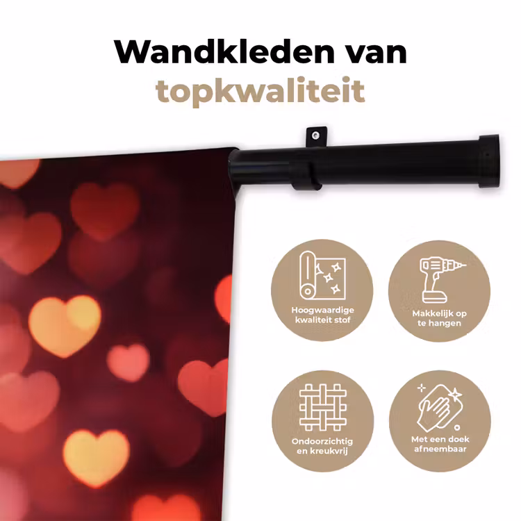 Rood - Wijn - Hartjes Wandkleed katoen klein -sfeer2