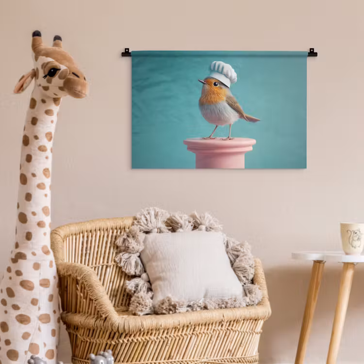 Roodborstje - Vogel - Koksmuts - Sokkel Wandkleed katoen klein -wsfeer5_kind