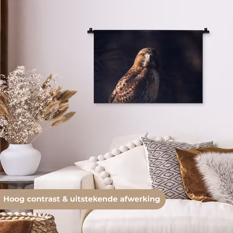 Roofvogel - Buizerd - Bruin Wandkleed katoen klein -sfeer1