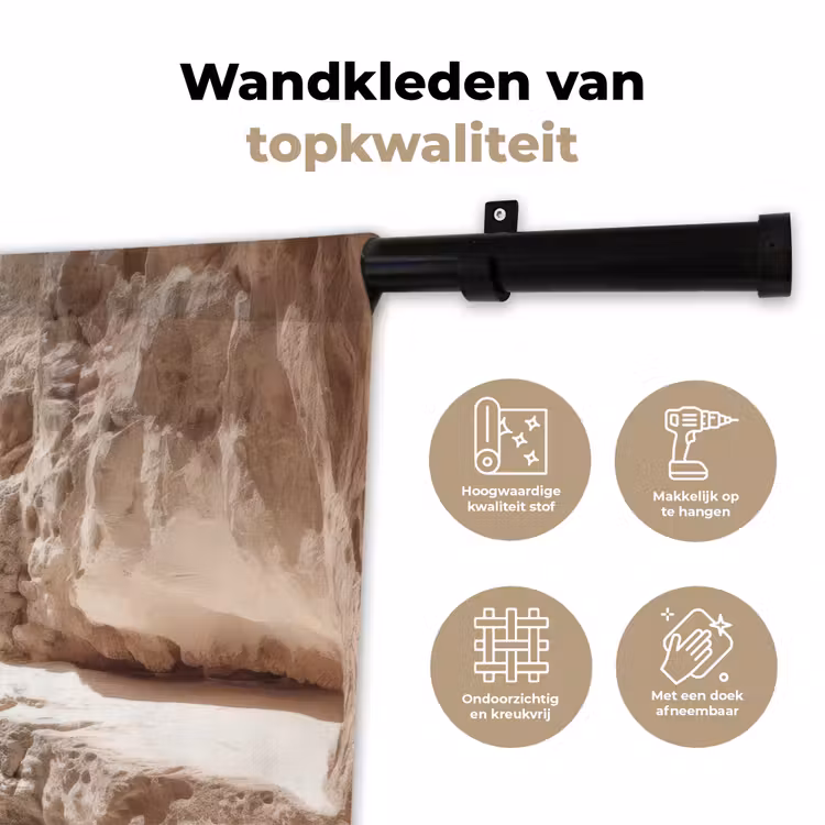 Rotsen - Zee - Zand - Kloof Wandkleed katoen klein -sfeer2