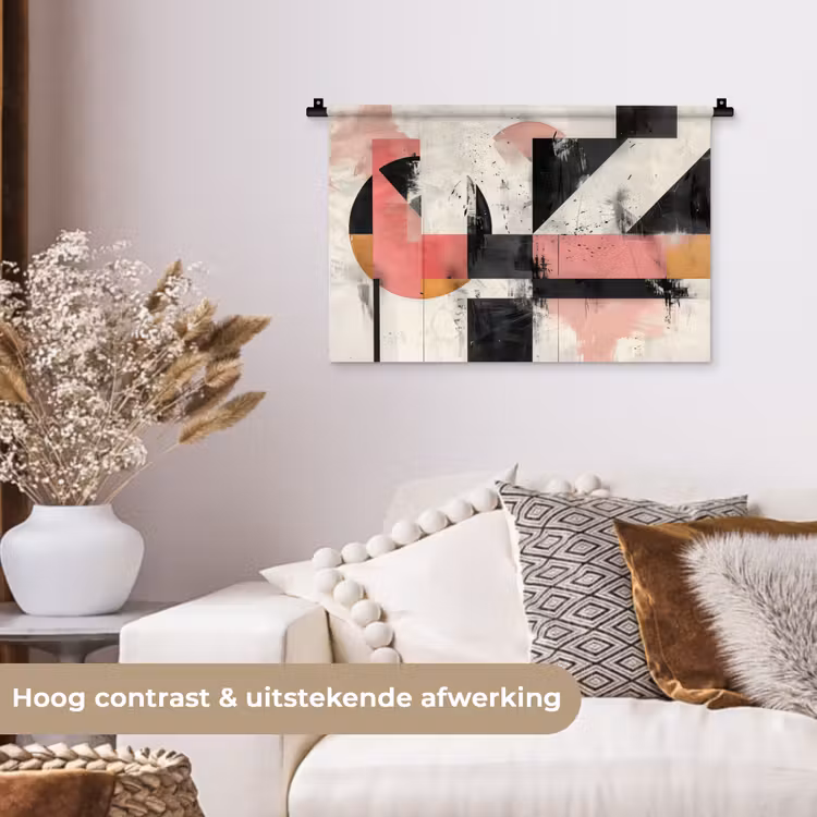 Roze - Abstract - Aesthetic - Modern - Vormen Wandkleed katoen klein -sfeer1