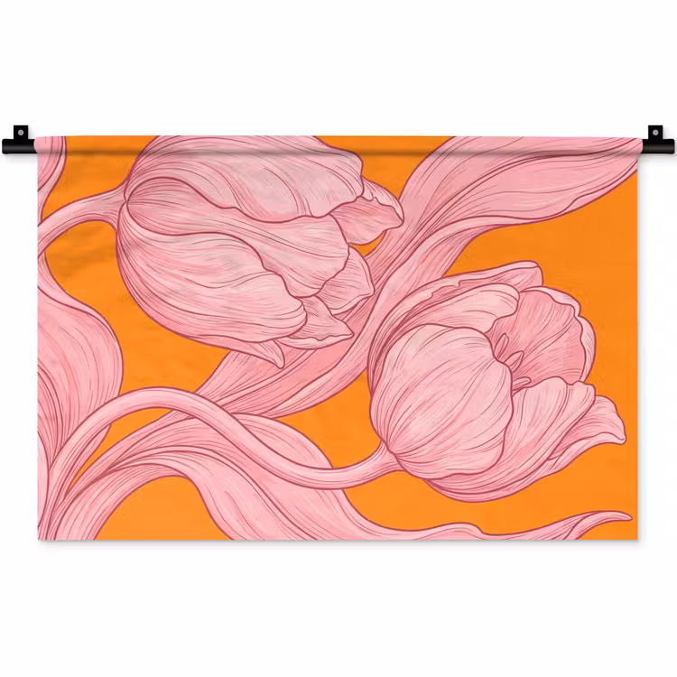 Wandkleed - Roze bloemen - Modern - Roze bloemen - Modern Wandkleed katoen klein