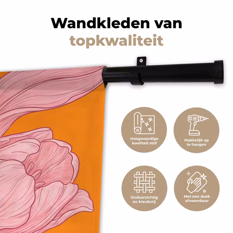 Wandkleed - Roze bloemen - Modern - Roze bloemen - Modern Wandkleed katoen klein