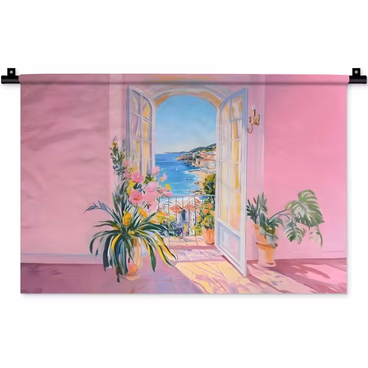 Roze - Buiten - Verf Wandkleed katoen klein -zz3d