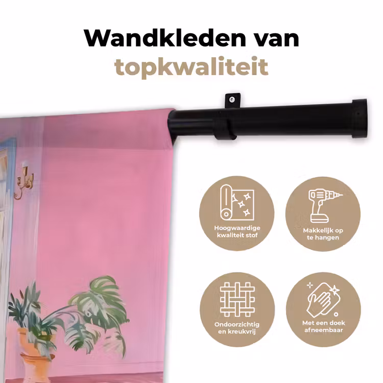 Roze - Buiten - Verf Wandkleed katoen klein -sfeer2