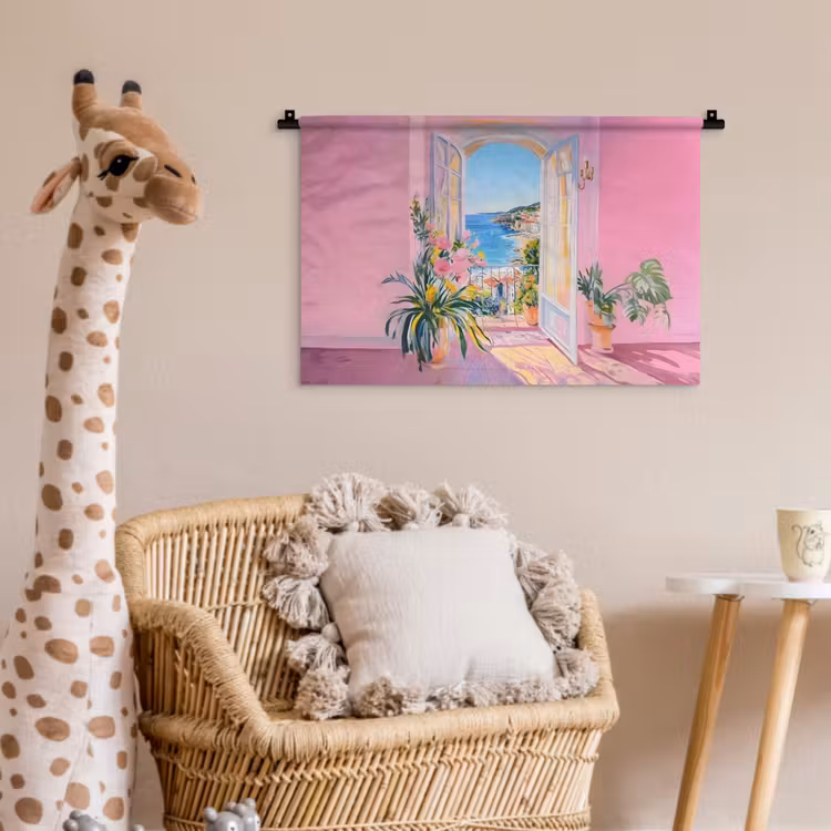 Roze - Buiten - Verf Wandkleed katoen klein -wsfeer5_kind