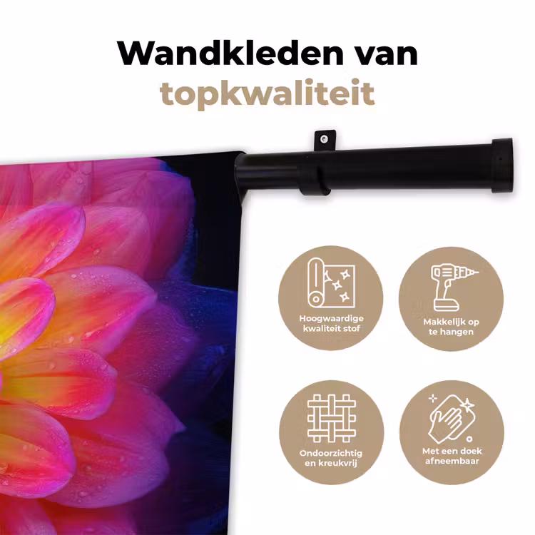 Roze - Dahlia - Kleurrijk Wandkleed katoen klein -sfeer2