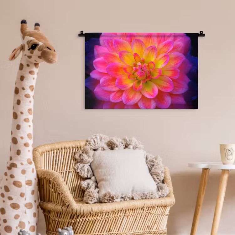Roze - Dahlia - Kleurrijk Wandkleed katoen klein -wsfeer5_kind