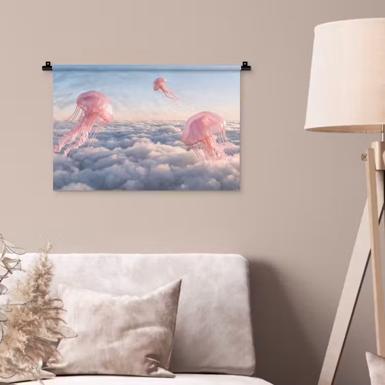 Wandkleed - Roze dier - Wolken - Roze dier - Wolken Wandkleed katoen klein
