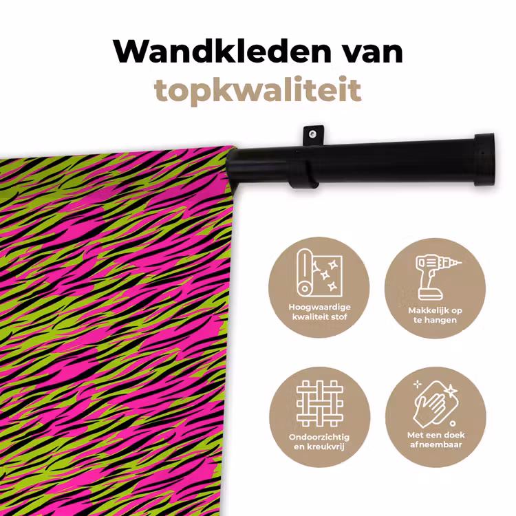 Roze - Groen - Neon - Dieren Wandkleed katoen klein 269 -sfeer2