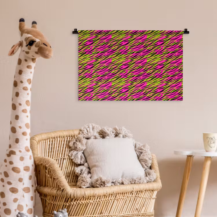 Roze - Groen - Neon - Dieren Wandkleed katoen klein 269 -wsfeer5_kind