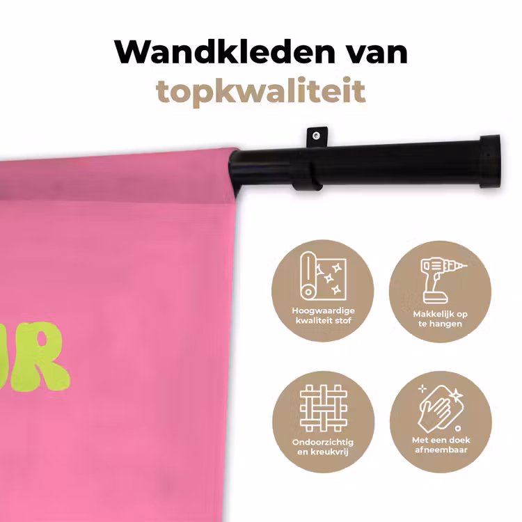 Roze - Groene bonjour - Organisch Wandkleed katoen klein -sfeer2