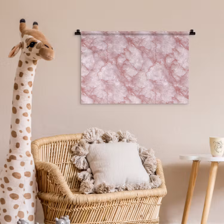 Roze - Kwartsmarmer - Aders Wandkleed katoen klein 269 -wsfeer5_kind