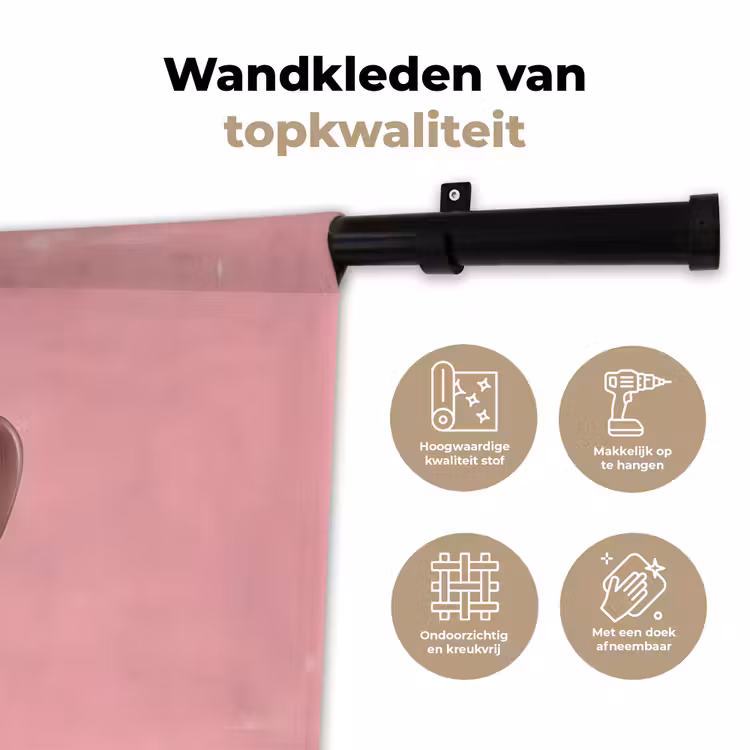 Roze - Mokkapot - Illustratie - Koffie Wandkleed katoen klein -sfeer2