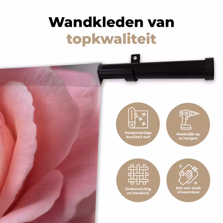 Roze - Roos - Romantisch Wandkleed katoen klein -sfeer2