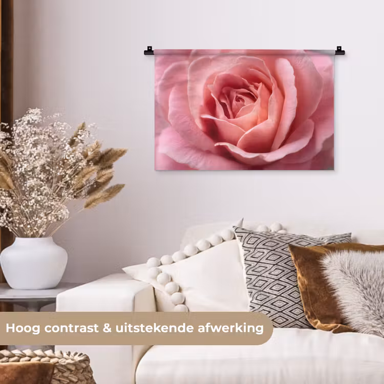 Roze - Roos - Romantisch Wandkleed katoen klein -sfeer1