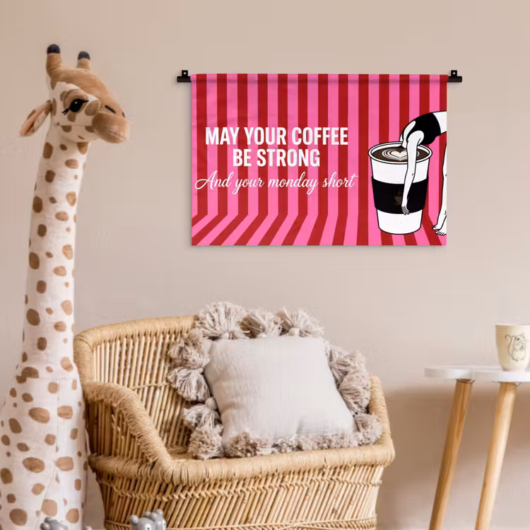Roze - Strepen - Koffie - Maandag Wandkleed katoen klein -wsfeer5_kind