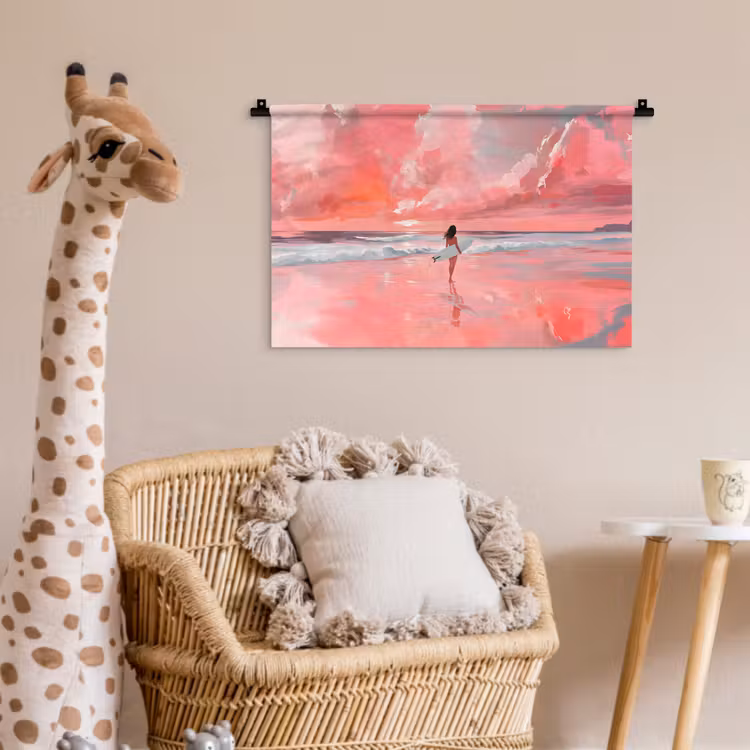 Roze - Surfen - Zee Wandkleed katoen klein -wsfeer5_kind