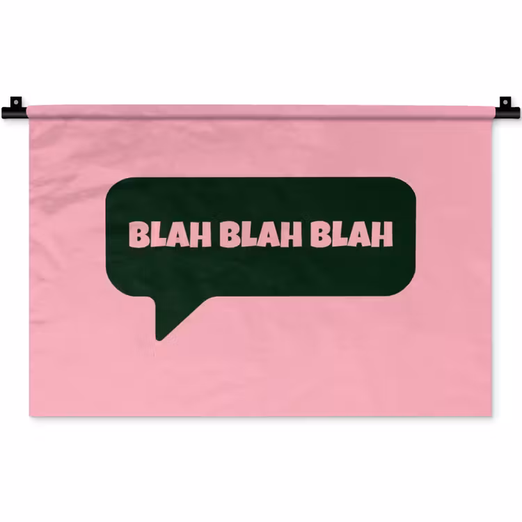 Roze - Tekstwolk - Groen - BLAH BLAH BLAH Wandkleed katoen klein -zz3d