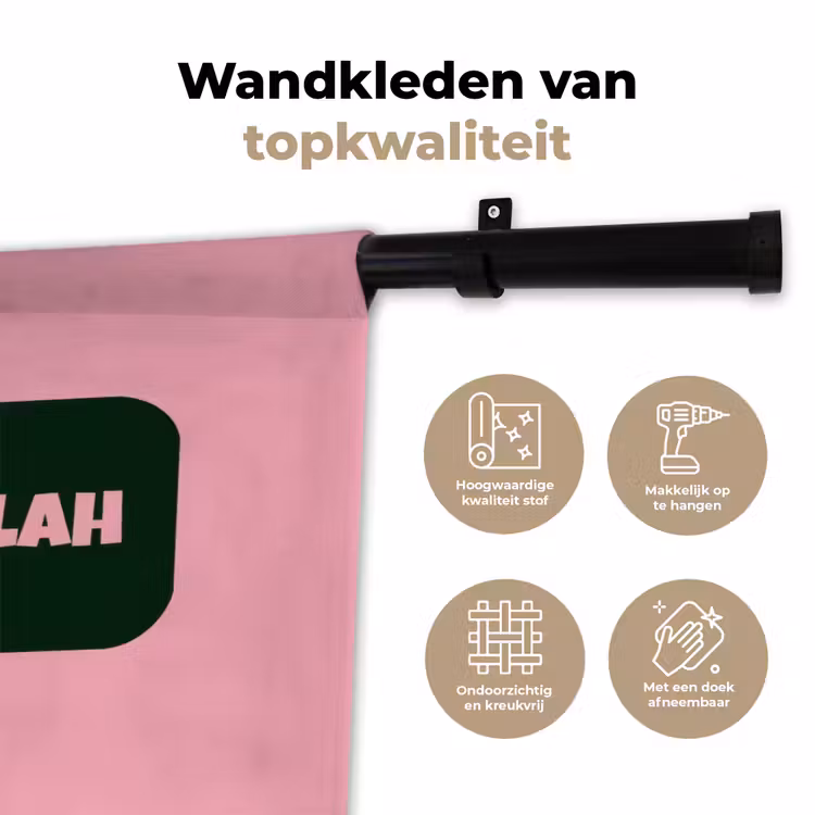Roze - Tekstwolk - Groen - BLAH BLAH BLAH Wandkleed katoen klein -sfeer2