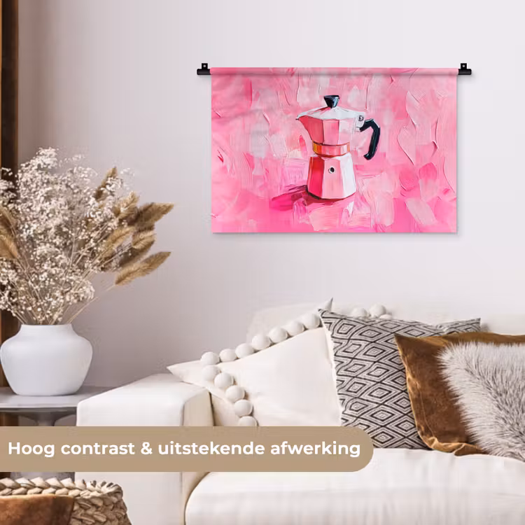 Roze - Verf - Coffee Wandkleed katoen klein -sfeer1