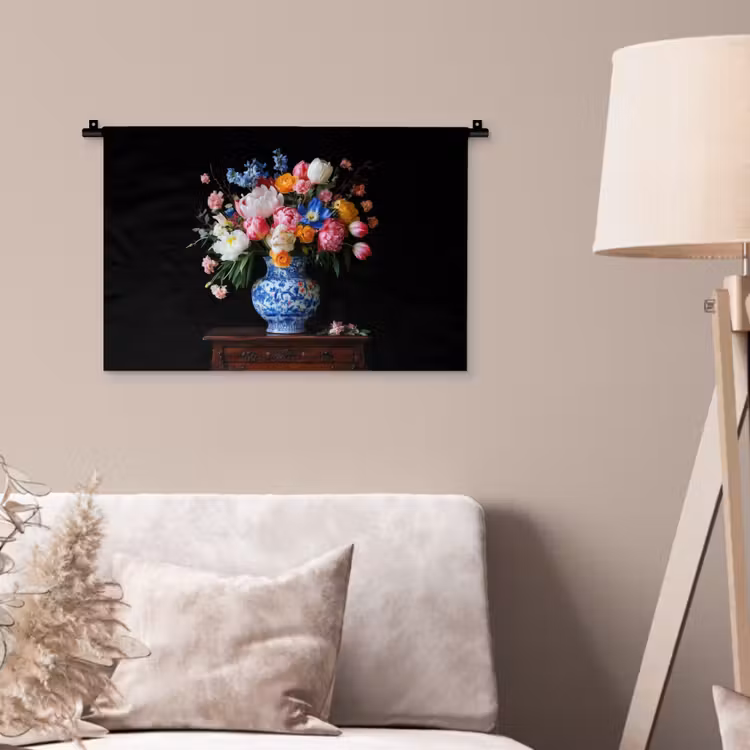 Rozen - Bloemen - Vaas - Boeket Wandkleed katoen klein -sfeer4