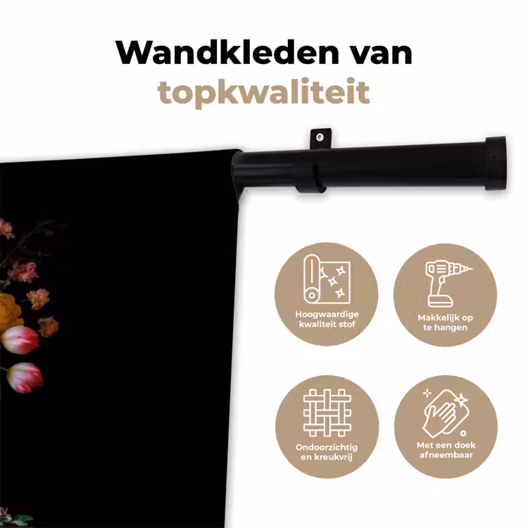 Rozen - Bloemen - Vaas - Boeket Wandkleed katoen klein -sfeer2