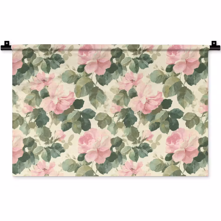 Rozen - Botanisch - Roze Wandkleed katoen klein 269 -zz3d