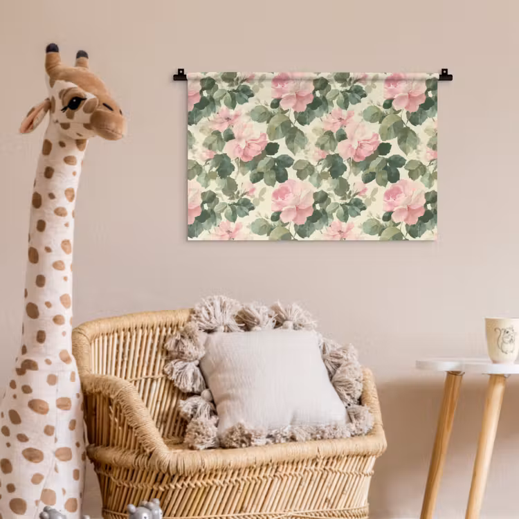 Rozen - Botanisch - Roze Wandkleed katoen klein 269 -wsfeer5_kind