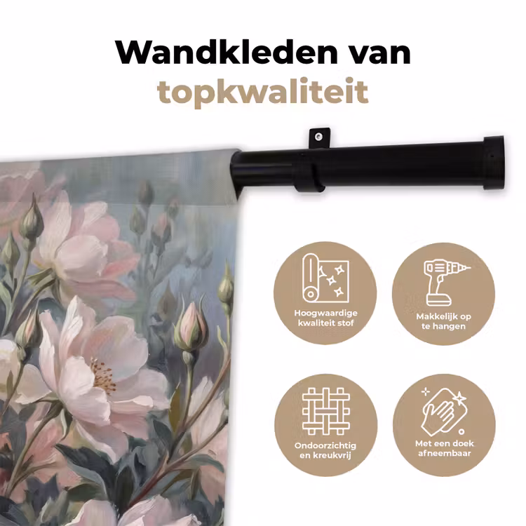 Rozen - Illustratie - Roze Wandkleed katoen klein -sfeer2