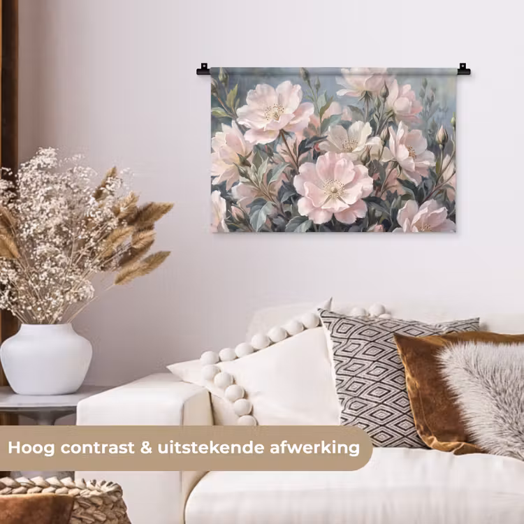 Rozen - Illustratie - Roze Wandkleed katoen klein -sfeer1