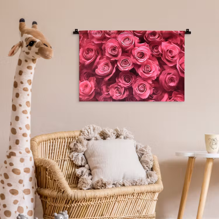 Rozen - Pink - Bloem Wandkleed katoen klein -wsfeer5_kind