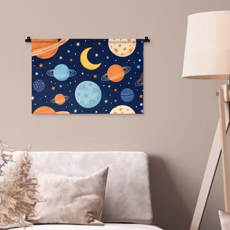 Ruimte - Planeten - Kleurrijk Wandkleed katoen klein -sfeer4