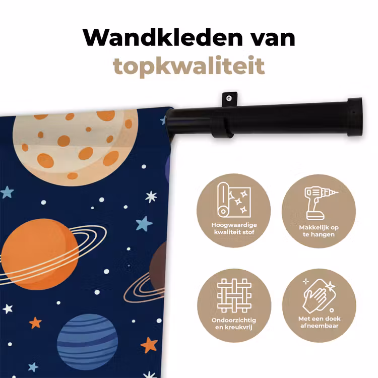 Ruimte - Planeten - Kleurrijk Wandkleed katoen klein -sfeer2
