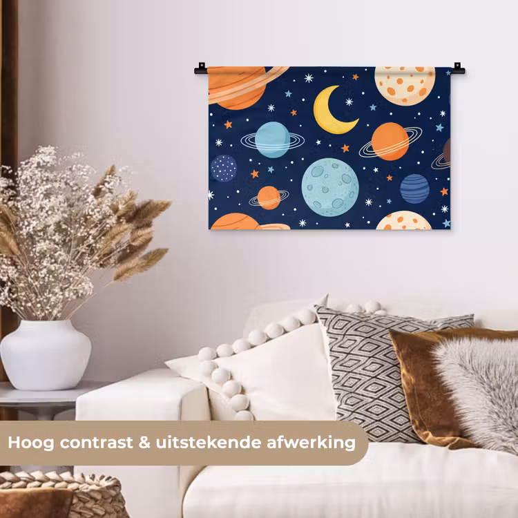 Ruimte - Planeten - Kleurrijk Wandkleed katoen klein -sfeer1